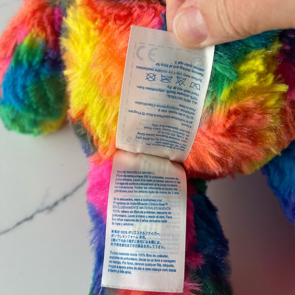 Build-A-Bear Rainbow Plush Teddy - Multicolor Tie-Dye Fur 2013 - Picture 4 of 7